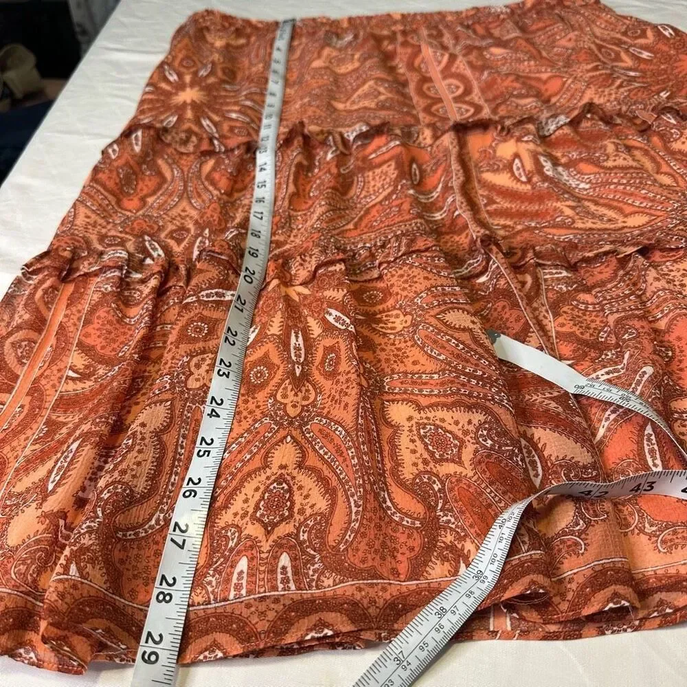 INC International Concepts Boho Tiered Midi Skirt Womens XXL Burnt‎ Orange Gypsy